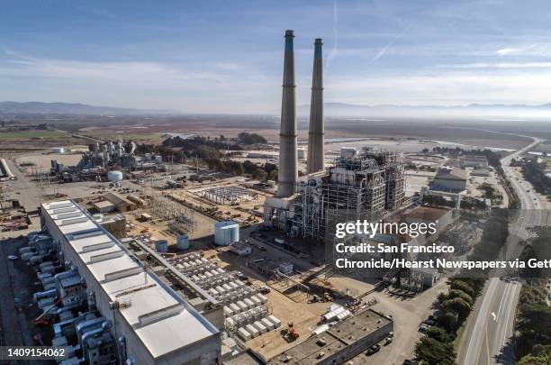 The Vistra Zero facility, lower left, at the Moss Landing Power Plant in Moss Landing, Calif., on Wednesday, January 13, 2021. Vistra Zero is the...