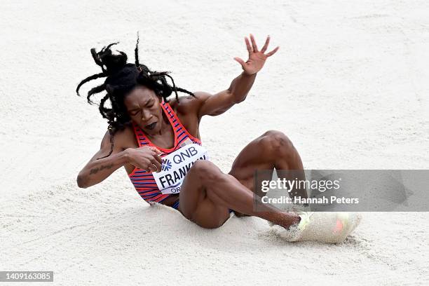 Tori Franklin of Team United States competes in the Women’s Triple Jump qualification on day two of the World Athletics Championships Oregon22 at...