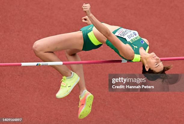 Nicola Olyslagers of Team Australia competes in the Women’s High Jump qualification on day two of the World Athletics Championships Oregon22 at...