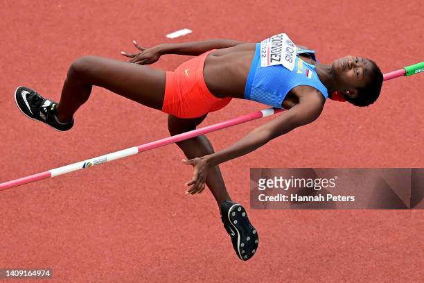 Jennifer Rodriguez of Team Colombia competes in the Women’s High Jump qualification on day two of the World Athletics Championships Oregon22 at...
