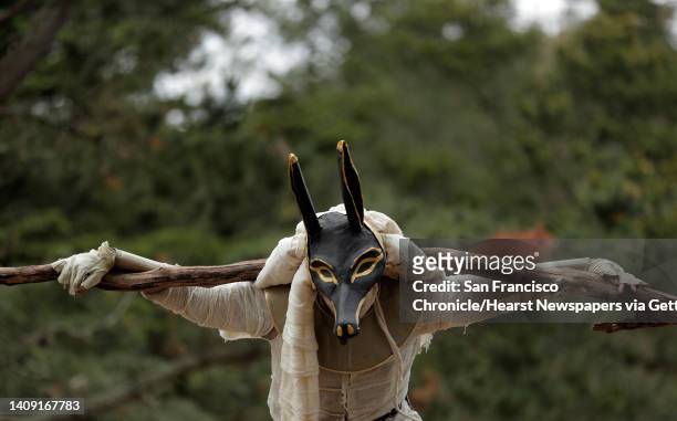 Anubis played by Drew Watkins during a performance that was part of Psychopomp by We Players in McLaren Park in San Francisco, Calif., on Sunday, May...