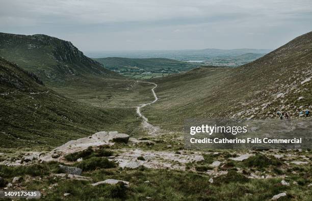 hares gap -mourne mountains in northern ireland - county down ireland stock pictures, royalty-free photos & images