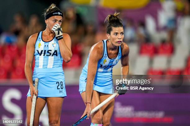 Julieta Jankunas of Argentina, Agustina Albertarrio of Argentina prior to the FIH Hockey Women's World Cup 2022 Semifinal match between Germany and...
