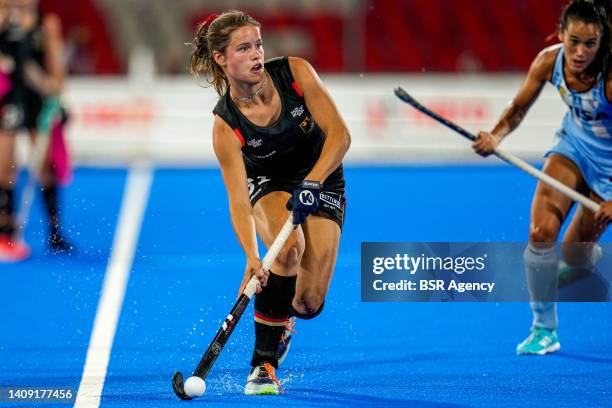 Linnea Weidemann of Germany during the FIH Hockey Women's World Cup 2022 Semifinal match between Germany and Argentina at the Estadi Olímpic de...