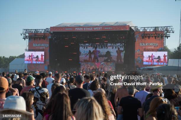 View of the audience during Lollapalooza Paris Festival at Hippodrome de Longchamp on July 16, 2022 in Paris, France.