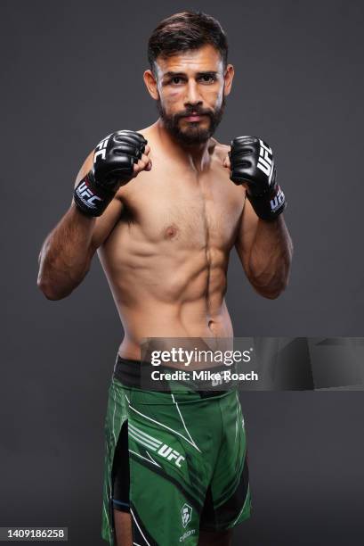 Yair Rodriguez of Mexico poses for a portrait after his victory during the UFC Fight Night event at UBS Arena on July 16, 2022 in Elmont, New York.