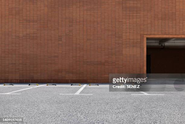 empty parking lot - city building entrance stock pictures, royalty-free photos & images