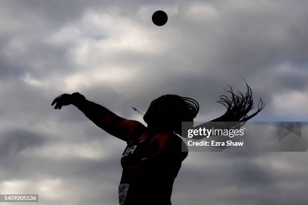 Jessica Woodard of Team United States competes in the Women’s Shot Put Final on day two of the World Athletics Championships Oregon22 at Hayward...