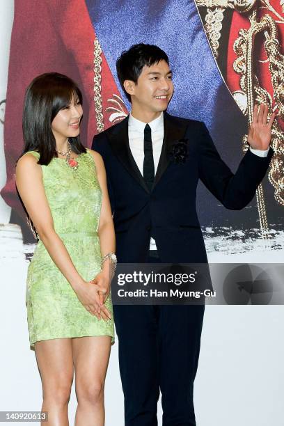 South Korean actors Ha Ji-Won and Lee Seung-Gi attends a press conference to promote MBC drama "The King 2Hearts" at Imperial Palace Hotel on March...