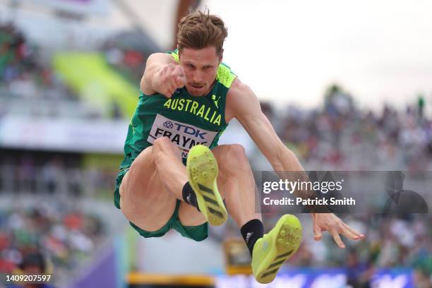 Henry Frayne of Team Australia competes in the Men’s Long Jump Final on day two of the World Athletics Championships Oregon22 at Hayward Field on...