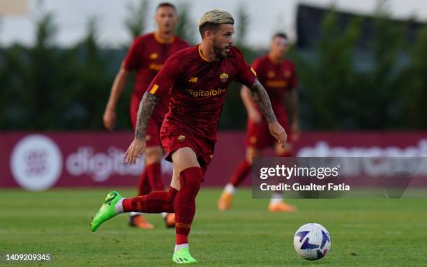 Carles Perez of AS Roma in action during the Pre-Season Friendly match between Portimonense SC and AS Roma at Estadio Municipal de Albufeira on July...