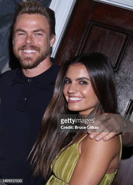 Derek Hough and Hayley Erbert pose backstage at the hit play "POTUS: Or, Behind Every Great Dumbass are Seven Women Trying to Keep Him Alive" on...