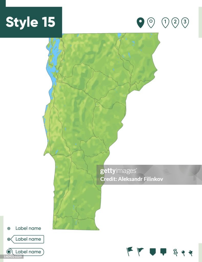 Vt Lakes Map Vermont Usa Map With Shaded Relief Land Cover Rivers Lakes Mountains ...
