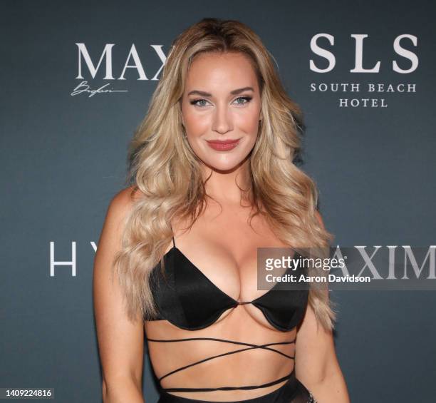 Paige Spiranac attends MAXIM Hot 100 Experience at Hyde Beach at SLS South Beach on July 16, 2022 in Miami Beach, Florida.