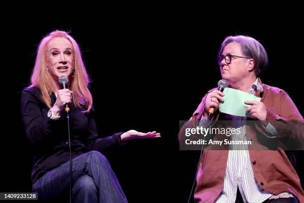 Kathy Griffin and Rosie O'Donnell perform onstage during FRIENDLY HOUSE LA Comedy Benefit, hosted by Rosie O'Donnell, at The Fonda Theatre on July...