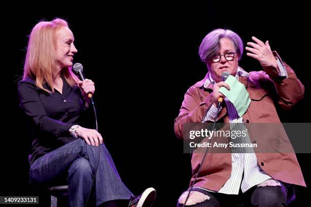 Kathy Griffin and Rosie O'Donnell perform onstage during FRIENDLY HOUSE LA Comedy Benefit, hosted by Rosie O'Donnell, at The Fonda Theatre on July...