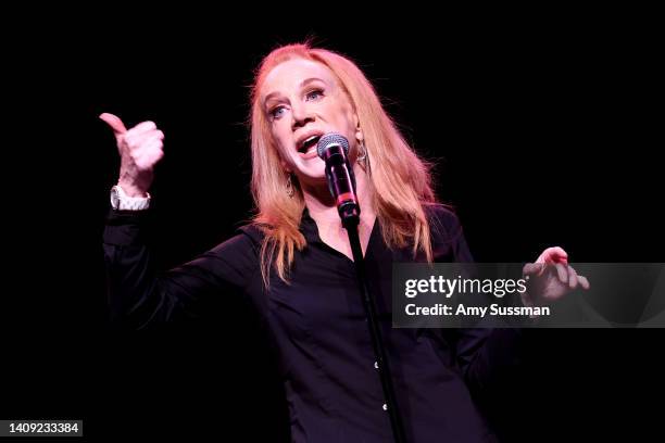 Kathy Griffin performs onstage during FRIENDLY HOUSE LA Comedy Benefit, hosted by Rosie O'Donnell, at The Fonda Theatre on July 16, 2022 in Los...