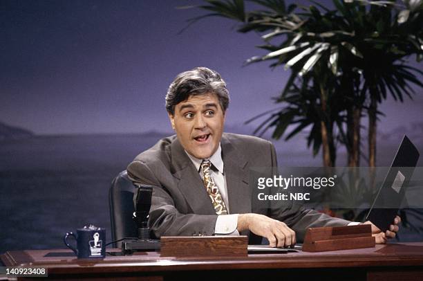 Episode 11 -- Pictured: Host Jay Leno during "Headlines" segment on June 8, 1992 -- Photo by: Wendy Perl/NBCU Photo Bank