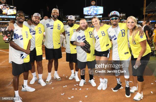 Yahya Abdul-Mateen II, The Kid Mero, C.C. Sabathia, Desus Nice, Action Bronson, Hannah Stocking, Quavo and Jennie Finch pose for a photo after the...