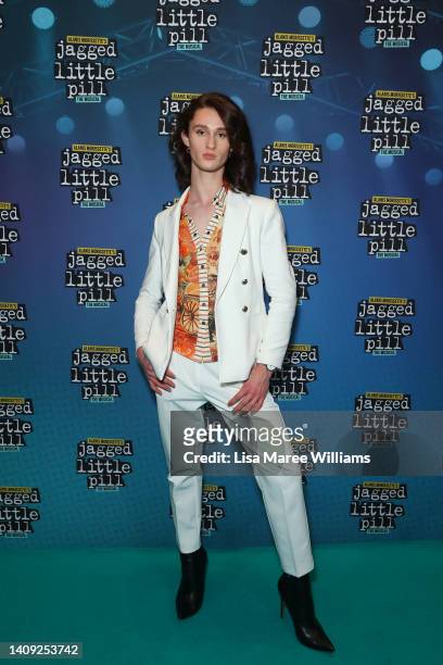 Paddy Quilter-Jones attends the Jagged Little Pill Homecoming red carpet at Theatre Royal on July 17, 2022 in Sydney, Australia.