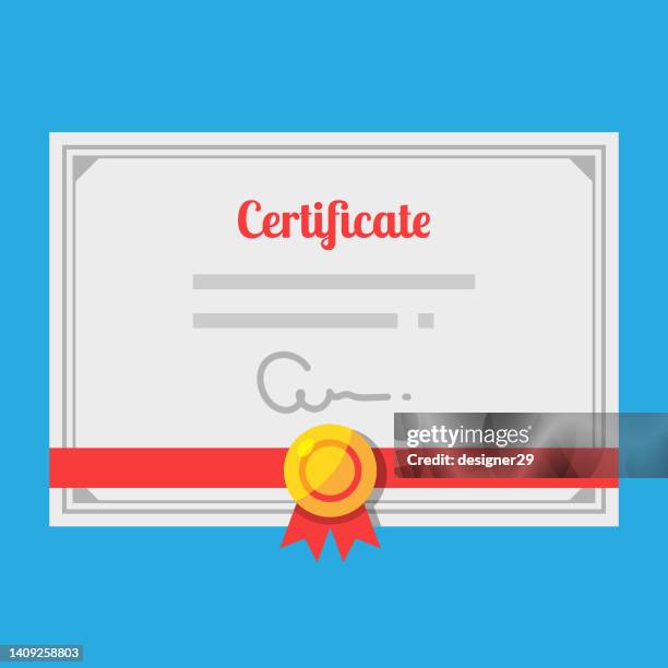 certificate flat design on color background. - stock certificate stock illustrations