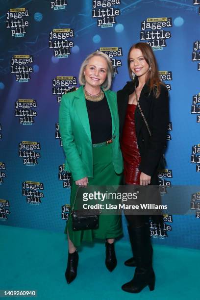 Alyssa-Jane Cook and Georgia-May Davis attends the Jagged Little Pill Homecoming red carpet at Theatre Royal on July 17, 2022 in Sydney, Australia.