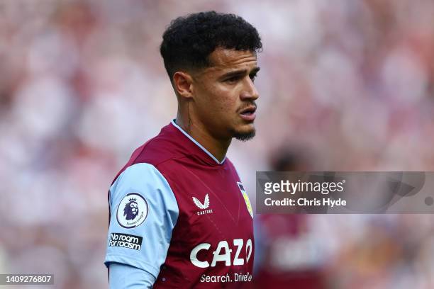 Philippe Coutinho of Aston Villa looks on during the 2022 Queensland Champions Cup match between Aston Villa and Leeds United at Suncorp Stadium on...