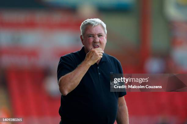 West Bromwich Albion manager Steve Bruce looks on during the Pre-Season Friendly between Crewe Alexandra and West Bromwich Albion at The Mornflake...