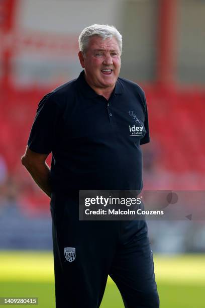 West Bromwich Albion manager Steve Bruce looks on during the Pre-Season Friendly between Crewe Alexandra and West Bromwich Albion at The Mornflake...