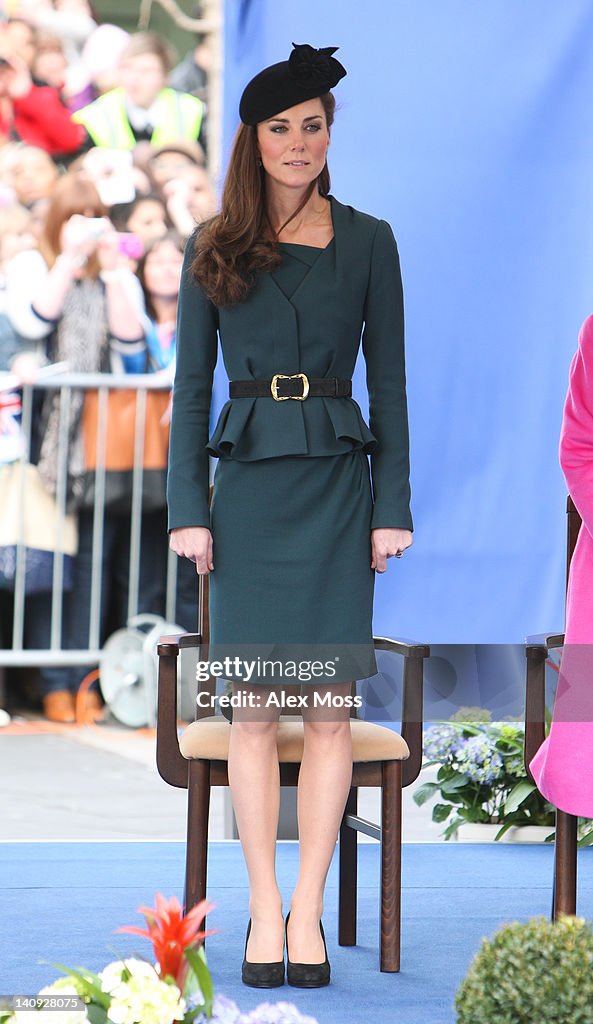 Queen Elizabeth II, Prince Philip, Duke Of Edinburgh And Catherine, Duchess Of Cambridge Visit Leicester