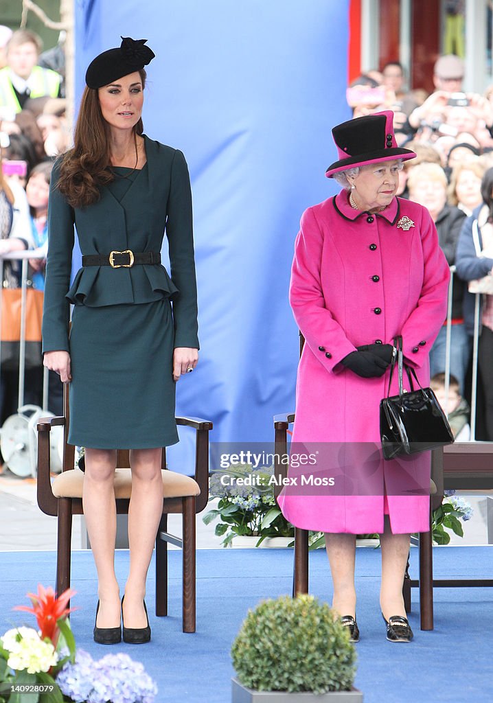 Queen Elizabeth II, Prince Philip, Duke Of Edinburgh And Catherine, Duchess Of Cambridge Visit Leicester