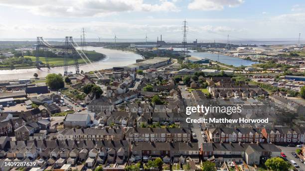 An aerial view of a residential area of Pillgwenny on June 12, 2022 in Newport, Wales.