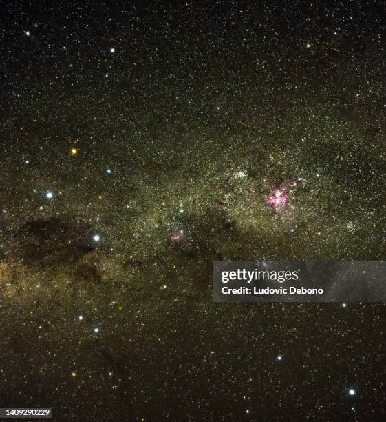 milky way with crux and carina nebula - southern cross stars stock pictures, royalty-free photos & images