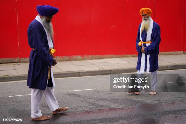 Members of the Sikh community come together in Middlesbrough for the Nagar Kirtan Sikh parade on July 17, 2022 in Middlesbrough, England. The Sikh...
