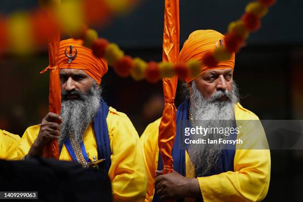 Members of the Sikh community come together in Middlesbrough for the Nagar Kirtan Sikh parade on July 17, 2022 in Middlesbrough, England. The Sikh...