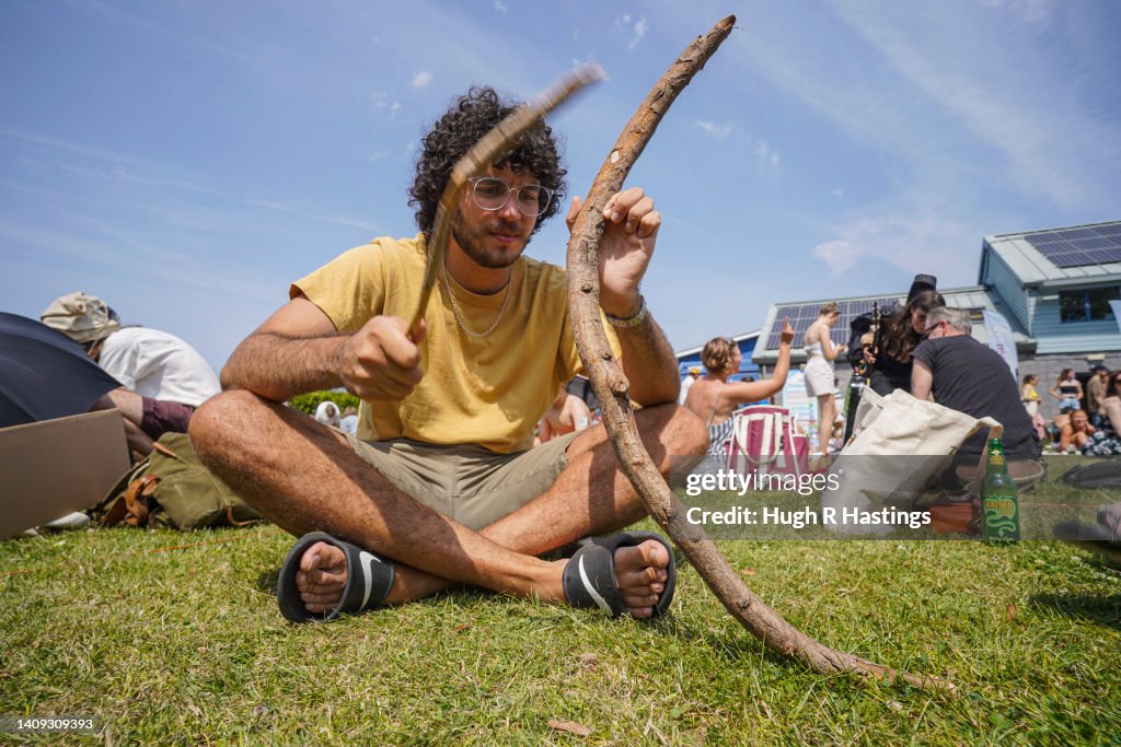 A competitor takes part in the Falmouth Worm Charming Championships News  Photo - Getty Images