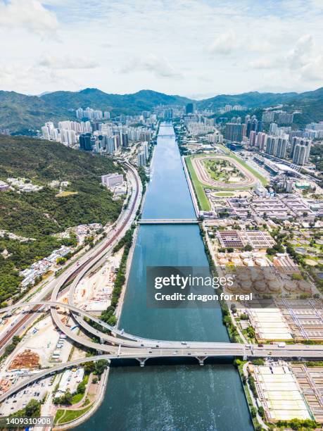 aerial view of shing mun river, shatin - sha tin stock pictures, royalty-free photos & images