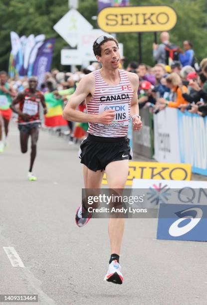 Cameron Levins of Team Canada competes in the Men's Marathon on day three of the World Athletics Championships Oregon22 at Hayward Field on July 17,...