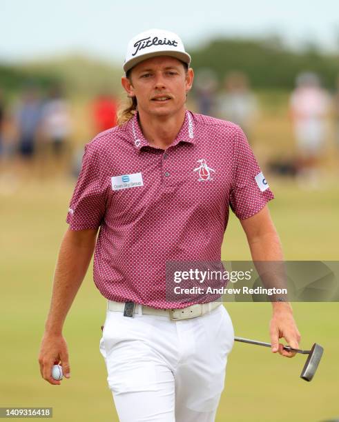 Cameron Smith of Australia reacts on the 10th green during Day Four of The 150th Open at St Andrews Old Course on July 17, 2022 in St Andrews,...