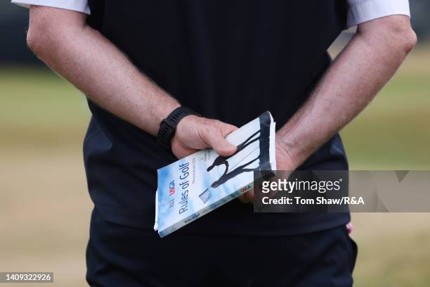 Detail view of a Rules of Golf textbook during Day Four of The 150th Open at St Andrews Old Course on July 17, 2022 in St Andrews, Scotland.