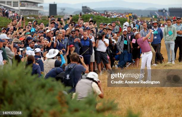 Cameron Smith of Australia plays a shot on the 15th hole during Day Four of The 150th Open at St Andrews Old Course on July 17, 2022 in St Andrews,...