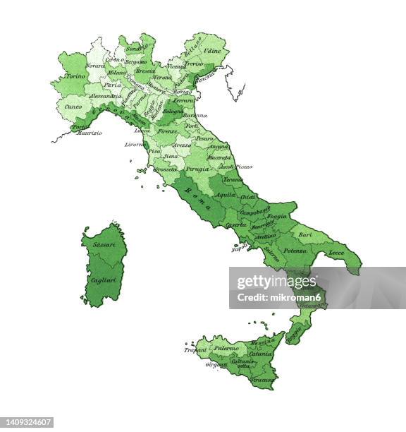 outline map of italy and islands - karta italien bildbanksfoton och bilder