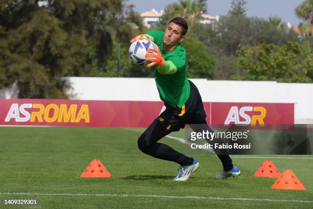 Pietro Boer of AS Roma during a training session at Estadio Municipal de Albufeira on July 17, 2022 in Albufeira, Portugal.