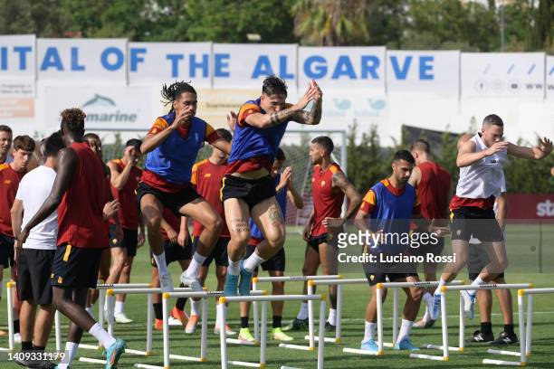 Roma players during training session at Estadio Municipal de Albufeira on July 17, 2022 in Albufeira, Portugal.
