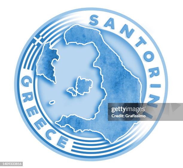 santorini map in circle stamp illustration - santorini 幅插畫檔、美工圖案、卡通及圖標