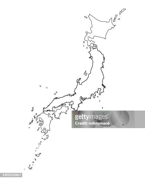 outline map of japan islands - 日本地図 ストックフォトと画像