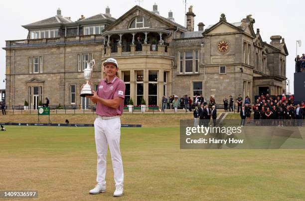 Cameron Smith of Australia celebrates with The Claret Jug during Day Four of The 150th Open at St Andrews Old Course on July 17, 2022 in St Andrews,...