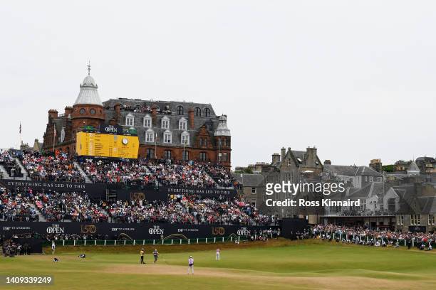 Cameron Smith of Australia putts on the 18th green during Day Four of The 150th Open at St Andrews Old Course on July 17, 2022 in St Andrews,...