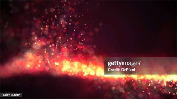 hot red lava & blurry particles - natural phenomenon stockfoto's en -beelden