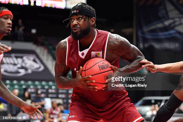 Earl Clark of the Trilogy attempts to maintain ball control against the Tri-State during the game in BIG3 Week 5 at Comerica Center on July 17, 2022...